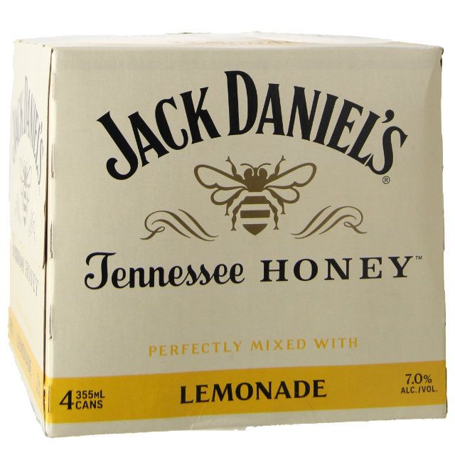 Jack Daniel's Honey & Lemonade Cocktail Ready To Drink 12oz 4 Pack Cans