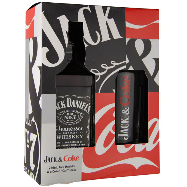 Jack Daniel's Tennessee Whiskey Gift Set with Jack and Coke Tall Glass ...